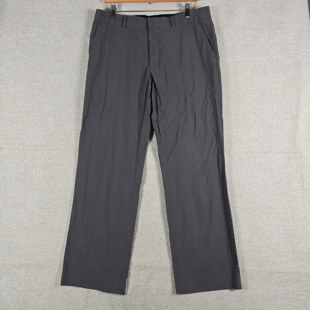 Express Design Studio Producer Mens‎ Gray Micro Stripe Cotton Pants 34x32